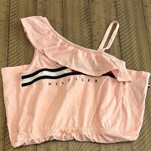 Tommy Hilfiger Pink One-Shoulder Top with Ruffle